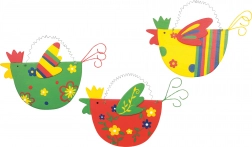 Bunte Holz-Hühnchen – Set mit 3 Stück