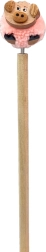 Holzkugelschreiber mit Pompon Schweinchen