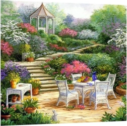 Diamant-Malerei Frühstück am Pavillon 30 × 40 cm