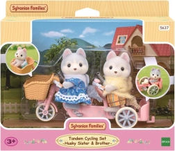 Sylvanian Families Husky-Geschwister auf dem Fahrrad – Tandem-Set