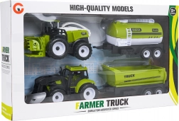 Kinderset landwirtschaftlicher Fahrzeuge mit Traktor, Mähdrescher und Anhängern