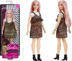 Barbie Fashionistas Puppe mit rosa Haaren und Leopardenkleid