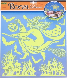 Leuchtende Wandaufkleber Hexe Halloween 38 × 31 cm