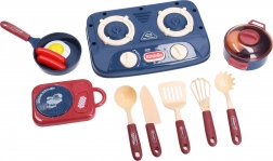 Küchenset mit Herd, Geschirr und Lebensmitteln