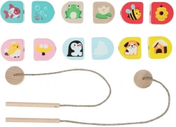Cubika Wo wir wohnen – hölzernes Fädelset für Kinder