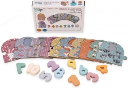 Hölzernes Lernpuzzle Zahlen mit Tieren Montessori