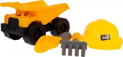 Baufahrzeug mit Helm und Zubehör