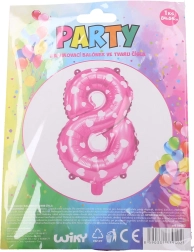 Aufblasbarer Ballon Zahl 8 rosa mit Herzchen