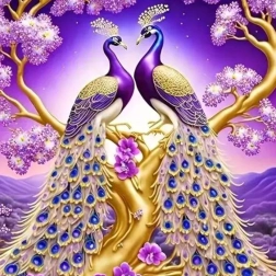 Diamantmalerei Pfauen auf dem Ast 30x40 cm