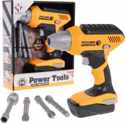 Interaktive Kinder-Bohrmaschine 3+ Gelb mit 4 austauschbaren Bits und herausnehmbarer Batterie