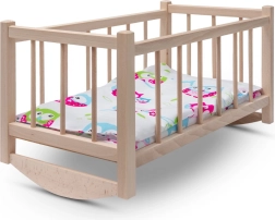 Holz-Wiege für Puppen mit Bettwäsche BABY MIX Eule