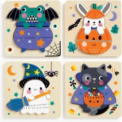 Mudpuppy Holz-Halloween-Puzzles – Set mit 4 Puzzles