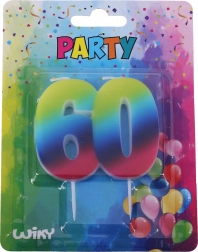 Geburtstagskerze Zahl 60 – regenbogenfarben