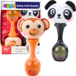 Set sensorischer Rasseln mit weichem Ball – Äffchen und Panda, 2 Stk.
