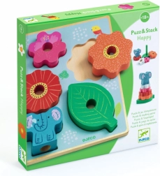 Holzpuzzle und Aufkleber Happy Djeco