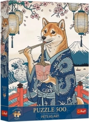 Trefl Puzzle Premium Plus Pets as Art: Shibas Nudelmeditation, 500 Teile
