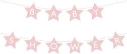 Banner für Babyparty mit Sternchen – Hellrosa