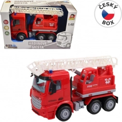 Feuerwehrwagen mit Plattform und Schwungrad 16 cm