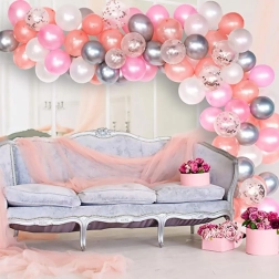 Ballongirlande aus weißen und rosa Ballons – 120 Stück
