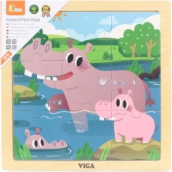 Viga Holzpuzzle Nilpferde, 9 Teile