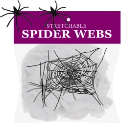 Künstliches Spinnennetz mit 2 Spinnen RUHHY weiße Halloween-Dekoration