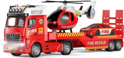Feuerwehr-Sattelschlepper mit Hubschrauber und Effekten 55 cm – Spielset