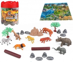 Safari-Tier-Set 21 Stk. mit Tragbox und Spielmatte