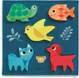 Djeco Holzpuzzle Tiere in Blau