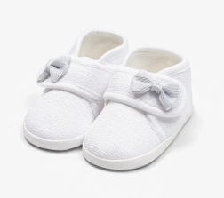 Baby-Babyschuhe mit Schleife NEW BABY weiß 0–3 Monate