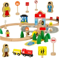 Holzeisenbahn mit Bahnhof 50-teilig