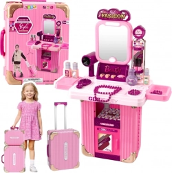Rosa Koffer-Toilette 2-in-1 mit Licht und Geräuschen – Make-up-Set für Kinder