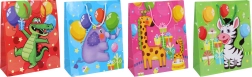 Geschenktasche Kinder M 26 × 32 × 11 cm mit Tieren