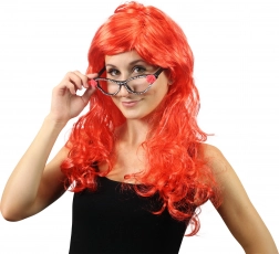 Lange rote Karnevalsperücke mit Pony für Erwachsene