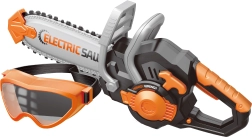 Motorsäge mit Schutzbrille