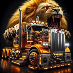 Diamantmalerei Lkw mit Löwe 30 × 40 cm