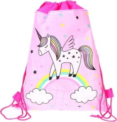 Schulrucksack Einhorn auf Regenbogen rosa 35x27 cm