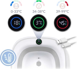Faltbare Babybadewanne mit Thermometer und Einlage von Nukido – Weiß-Grau