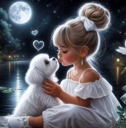 Diamantmalerei Mädchen mit Hund 30x40cm