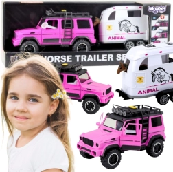 Rosa Geländewagen mit Anhänger und Pferdefigur WOOPIE