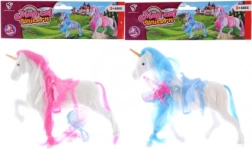 Einhorn mit Zubehör – bunter Velours-Pony mit Kamm und Haarspange