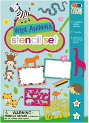 Schablonen Wildtiere mit Buntstift-Set