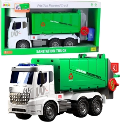 Großes Müllabfuhr-Set mit Hubcontainer, Licht und Sound, grün 1:10