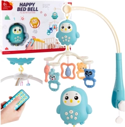 Musik-Mobile für das Babybett mit Nachtlicht und Rasseln – blau