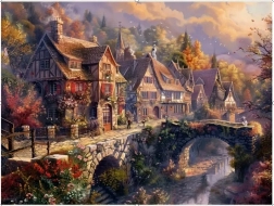 Norimpex Malen nach Zahlen Bergstädtchen am Wasser 40 × 50 cm