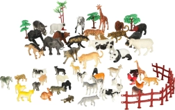 Tierfiguren-Set für Zoo und Bauernhof, 59 Stück in der Box