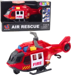 Feuerwehrhubschrauber mit Licht und Sound mit Kran – rot