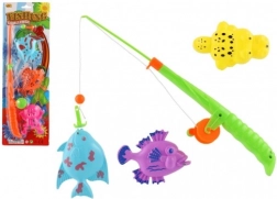 Magnetisches Angelspiel für Kinder mit Angelrute und 3 Tierchen, Farbmix