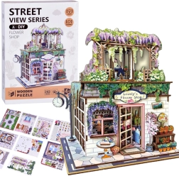 Holz-3D-Puzzle Blumenladen mit Licht, 243 Teile
