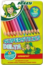 Dreikant-Buntstifte DELTA, 12 Farben, in Metallbox