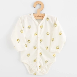 Baby-Body mit durchgehendem Druckknopfverschluss aus Bio-Baumwolle New Baby Oliven, langarm